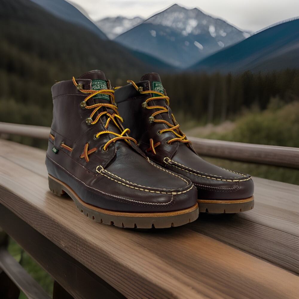 Ralph Lauren Leather Polo Country Ranger Mid Boot Brown 17953 H24 Size 10.5